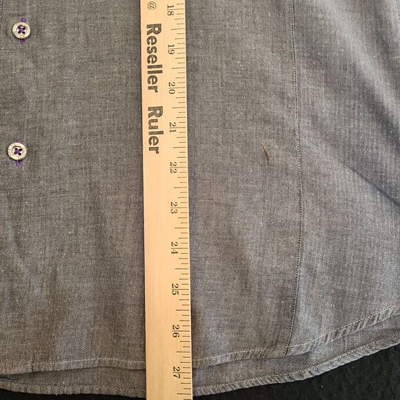 Jared Lang Mens Button Down Shirt Gray Size Medium 100% Cotton Long Sleeve - Picture 4 of 12